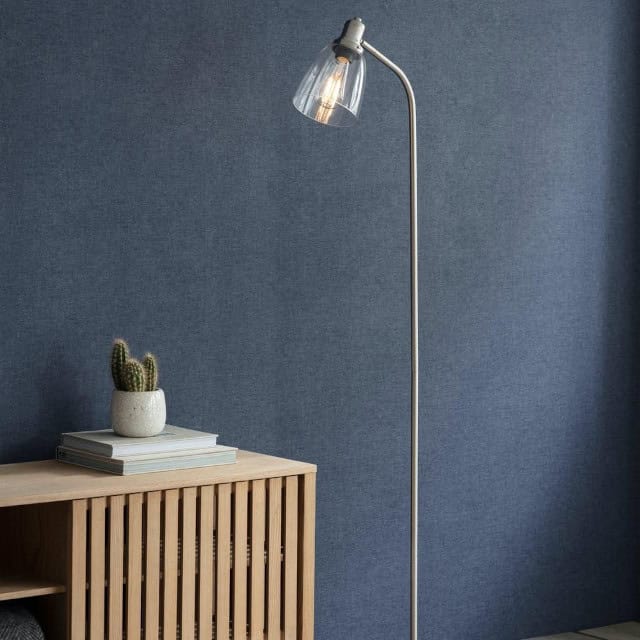 'Hinderton' Satin Nickel Domed Floor Lamp - thumbnail