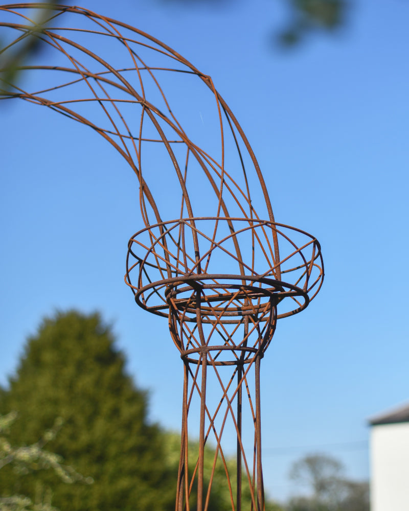 Close up of the wired rustic planter  