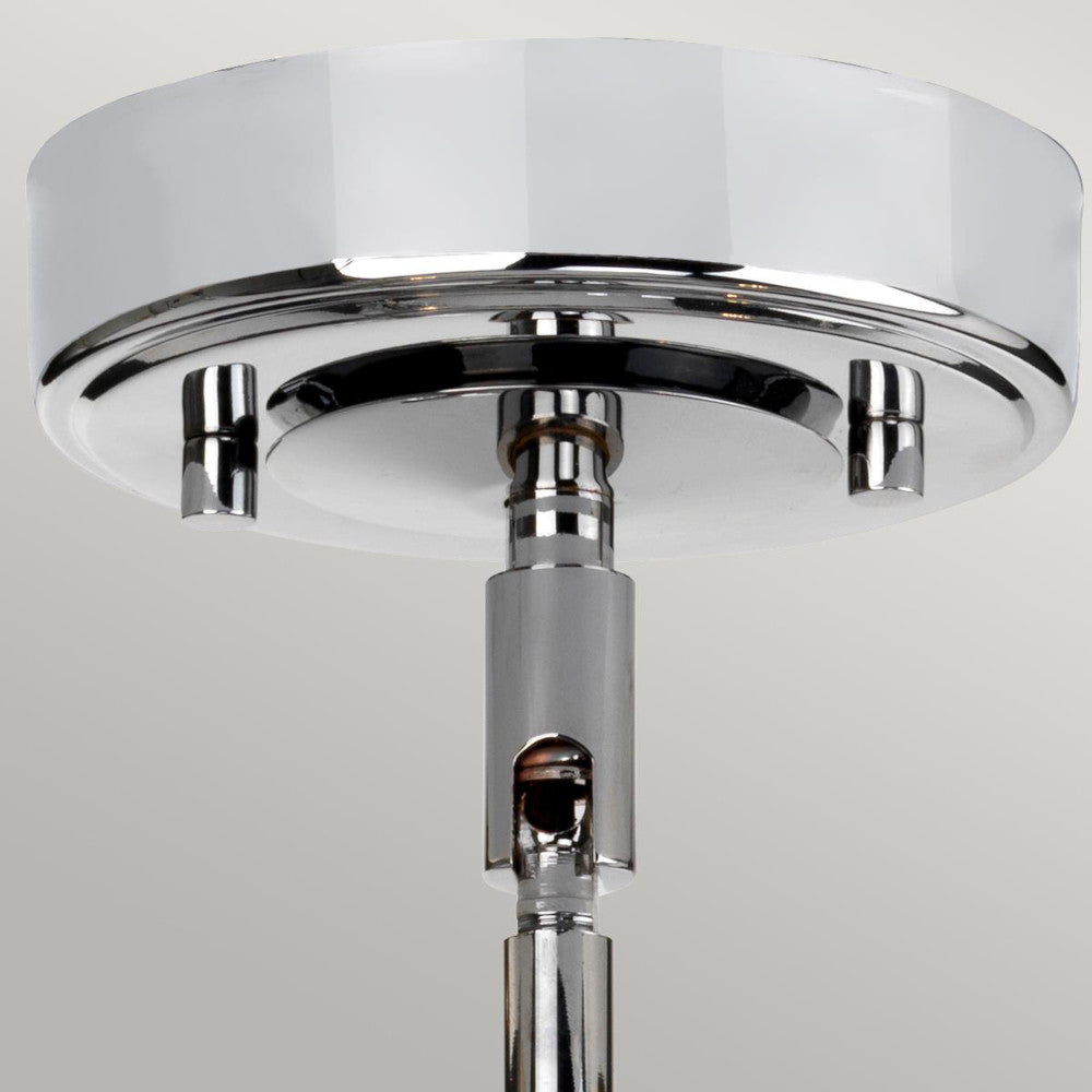 Close up of the chrome ceiling rose