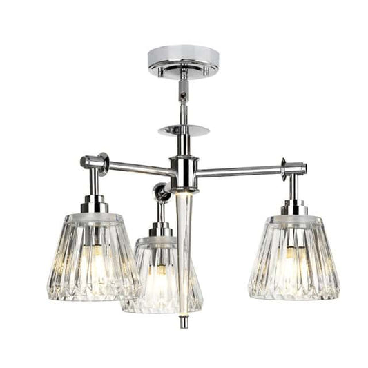'Holloway' Polished Chrome Three Bulb Pendant Light - thumbnail