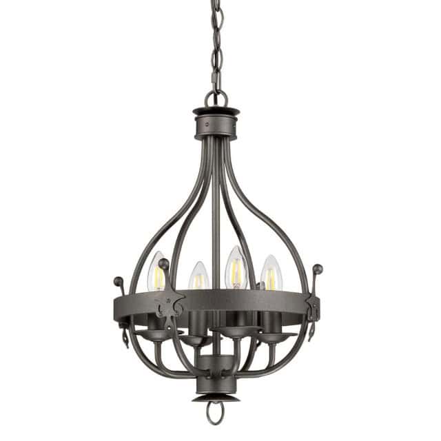 'Holmrook' Four Light Regal Graphite Pendant Light - thumbnail