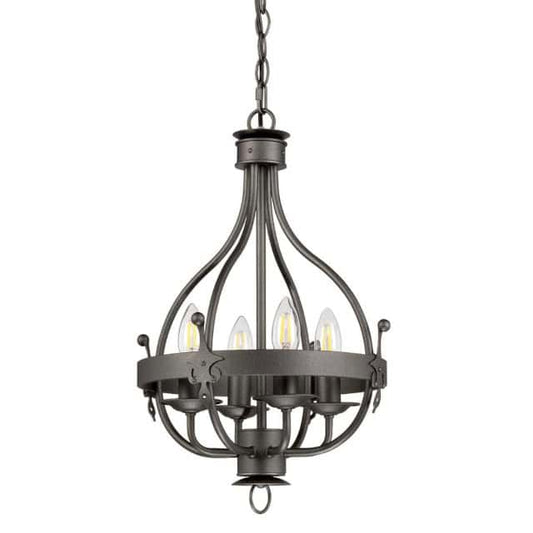 'Holmrook' Four Light Regal Graphite Pendant Light - thumbnail
