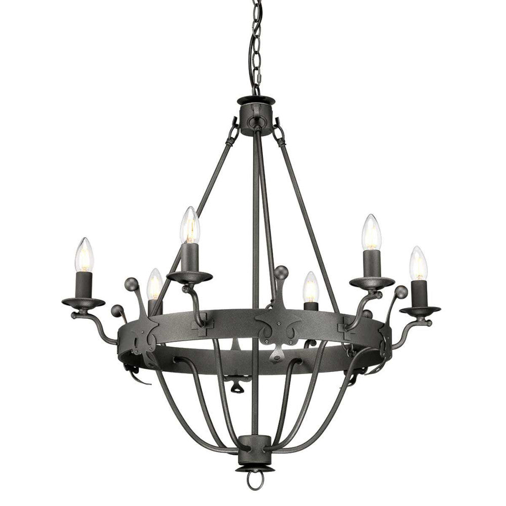 'Holmrook' Six Light Regal Graphite Pendant Light