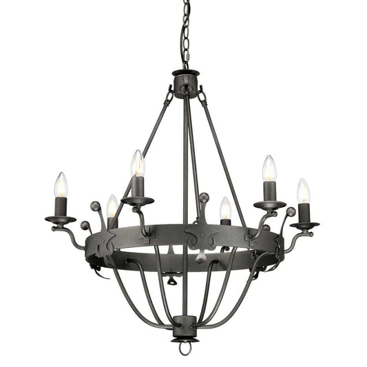 'Holmrook' Six Light Regal Graphite Pendant Light
