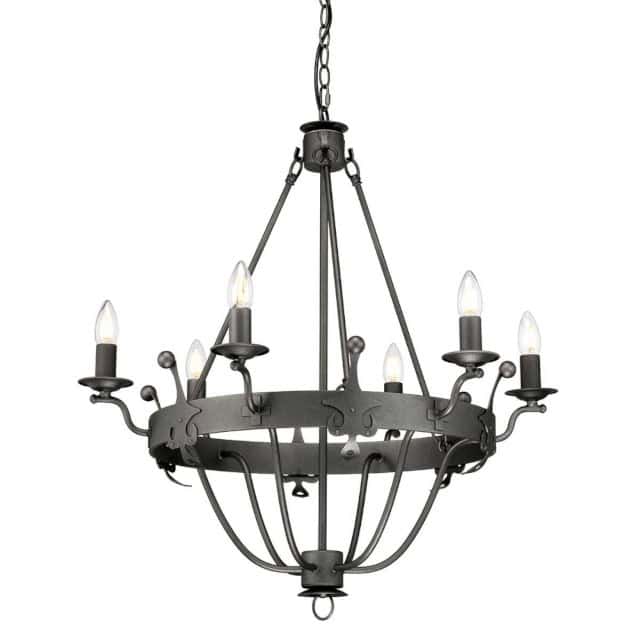 'Holmrook' Six Light Regal Graphite Pendant Light