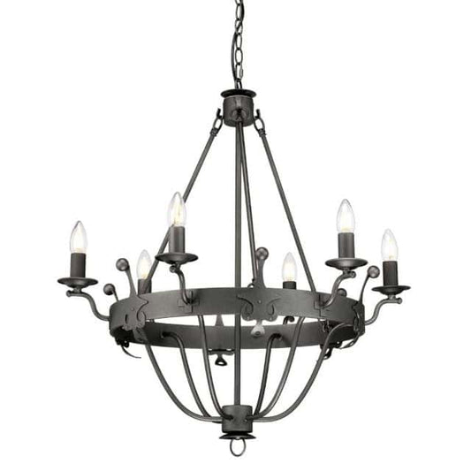 'Holmrook' Six Light Regal Graphite Pendant Light