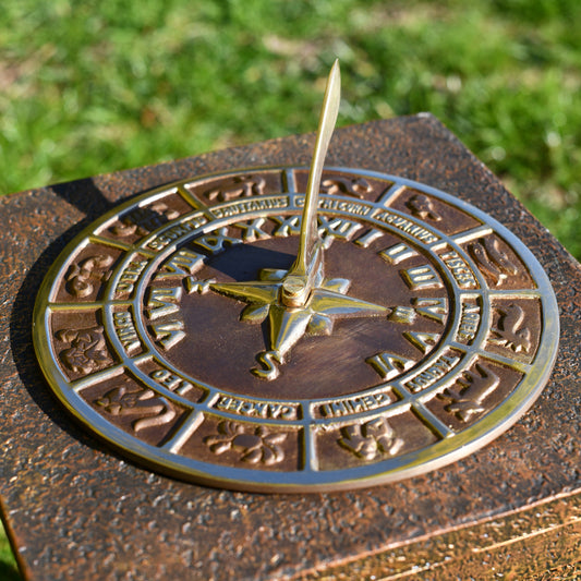 'Battlesden' Antique Brass Astrological Chart Sundial 