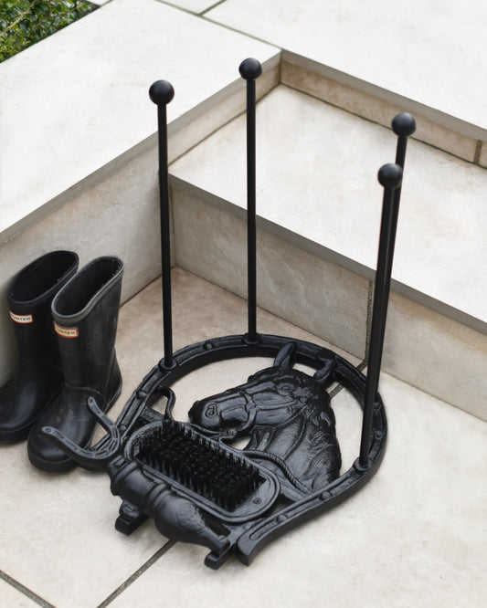 Black boot cleaner and stand 