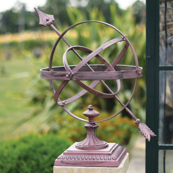 Square Base Wrought Iron Armillary Sphere