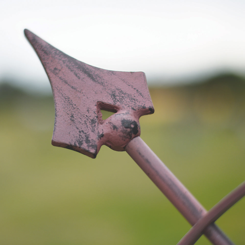 Close up of Wrought Iron Armillary Arrow 