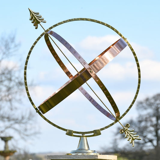 Fletched Arrow Brass & Copper Armillary Sphere 