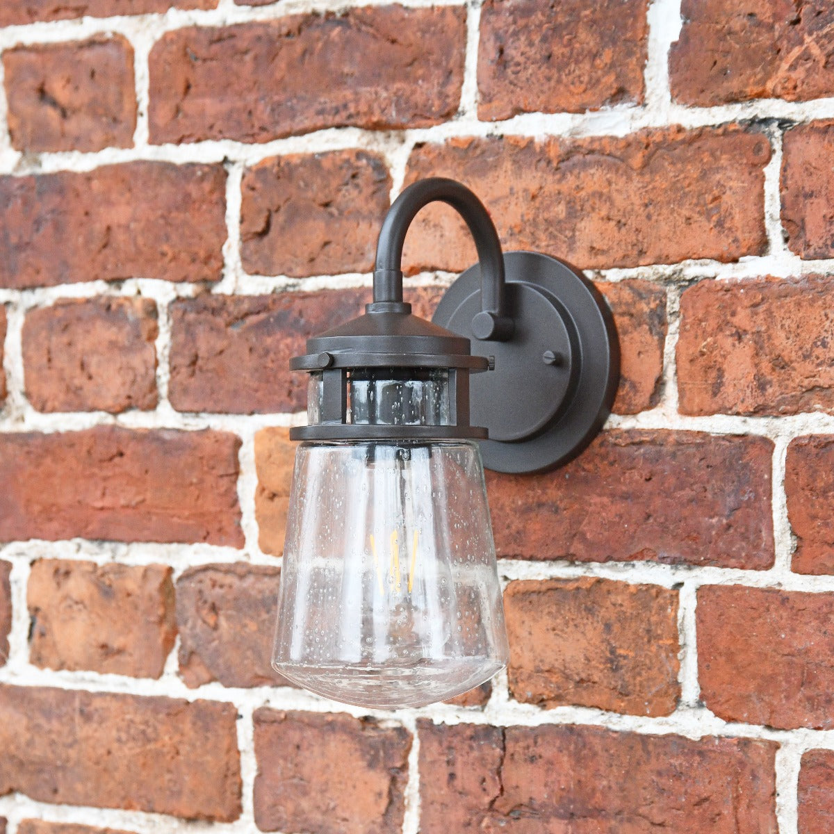Industrial Wall Lantern With Seeded Glass