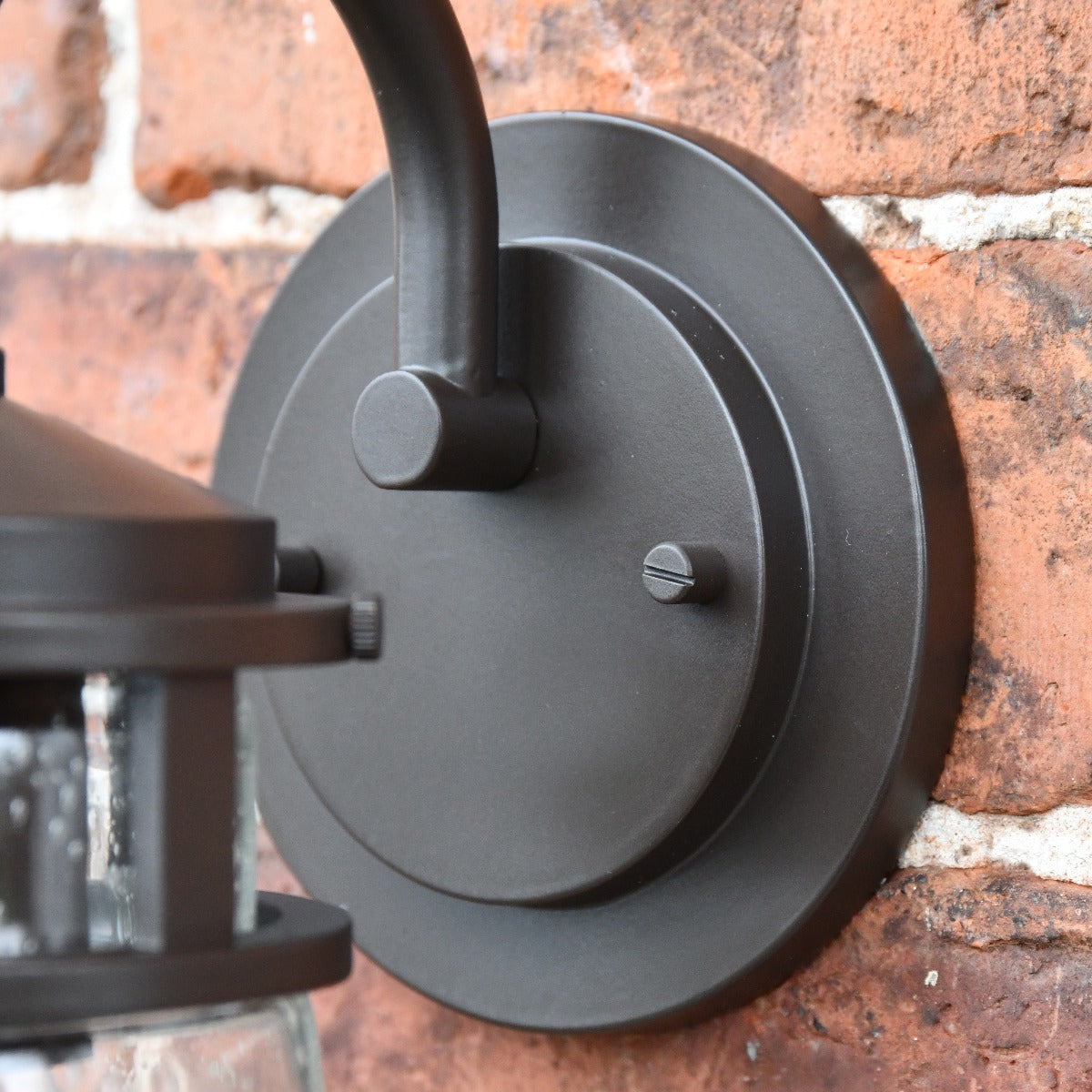 Industrial Wall Lantern With Seeded Glass Blackplate