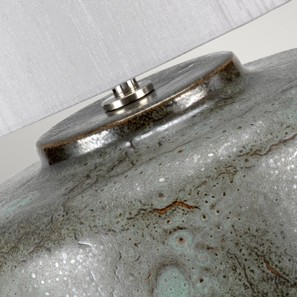 Magnified view of the polished nickel finial