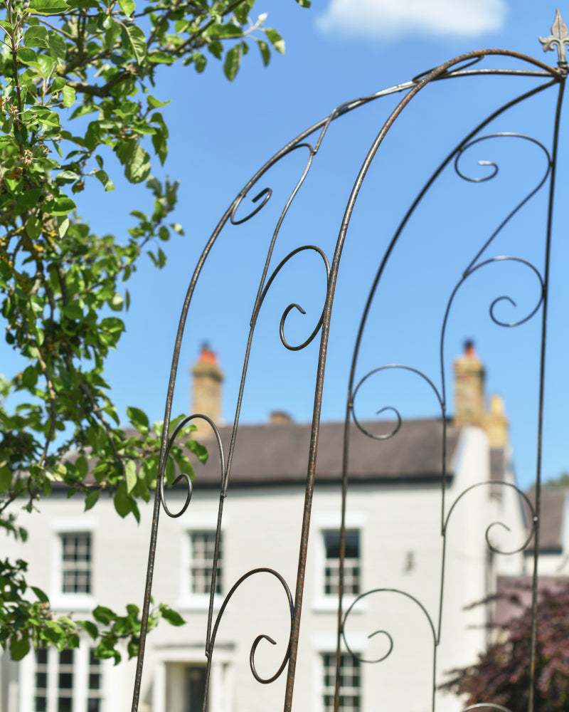 Angled view of the gothic inspired gazebo