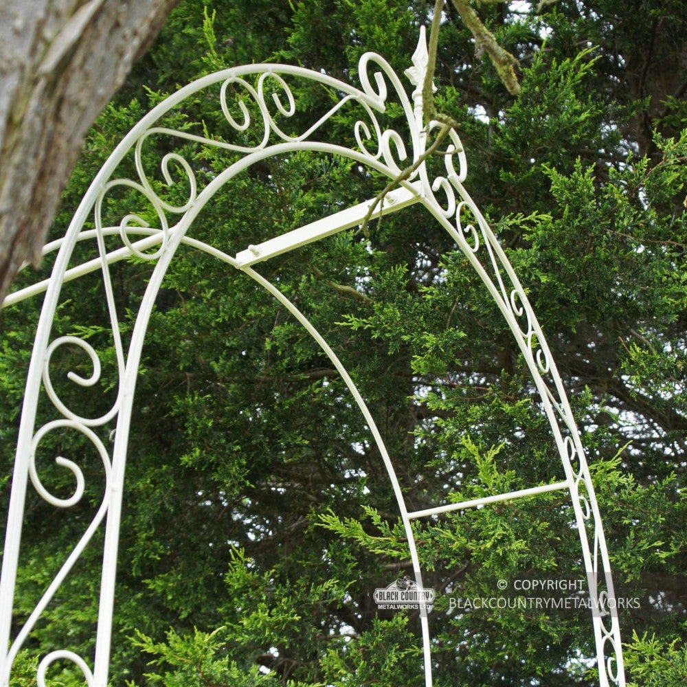 Close up of the scrolled archway 
