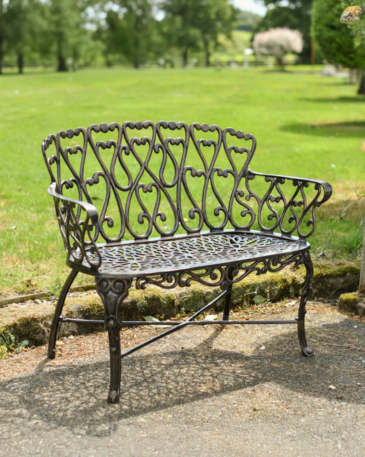 'Kirkham' Heart Inspired Bronze Two Seater Bench