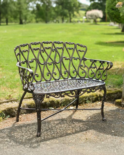 'Kirkham' Heart Inspired Bronze Two Seater Bench - thumbnail