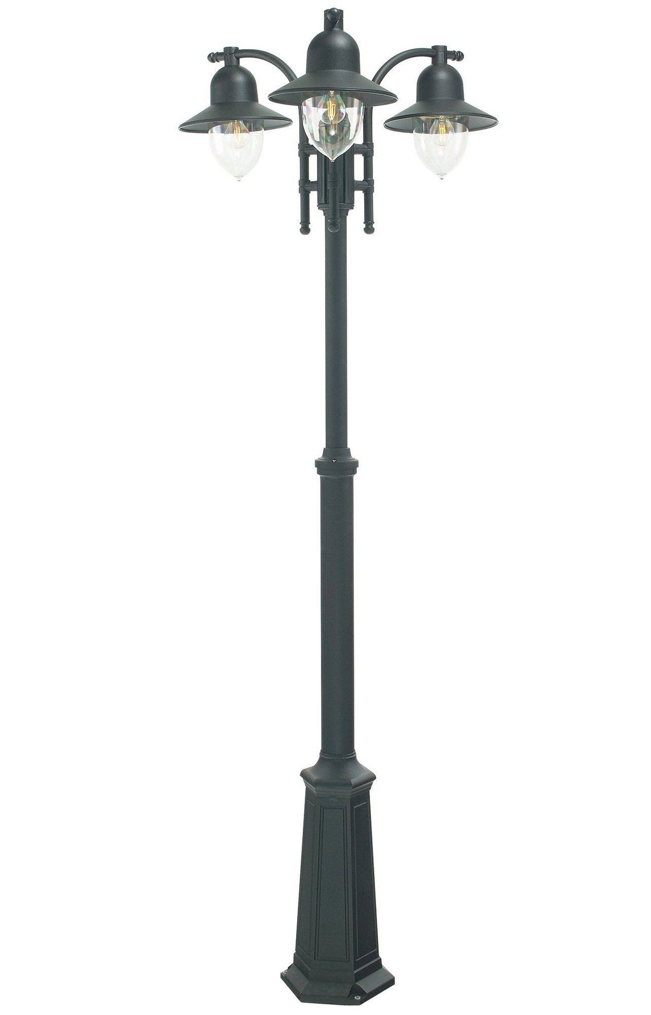 Kyoto Simple Triple Headed Lamp Post Black