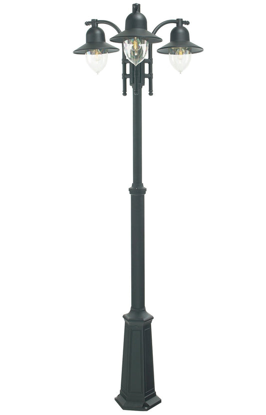 Kyoto Simple Triple Headed Lamp Post Black