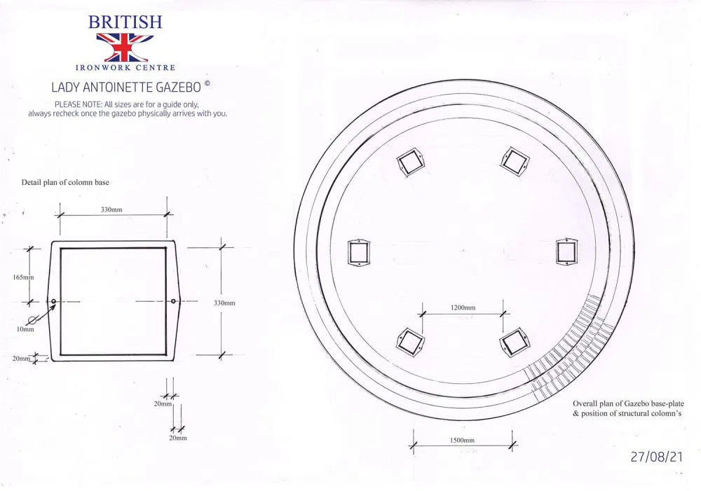 Dimensions for the 'Lady Antoinette' Gazebo 
