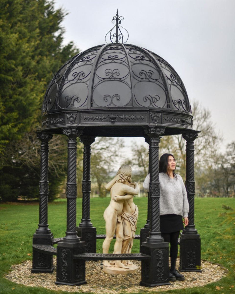 Life size scale of 'Ramsey' Matt Black Covered Gazebo 