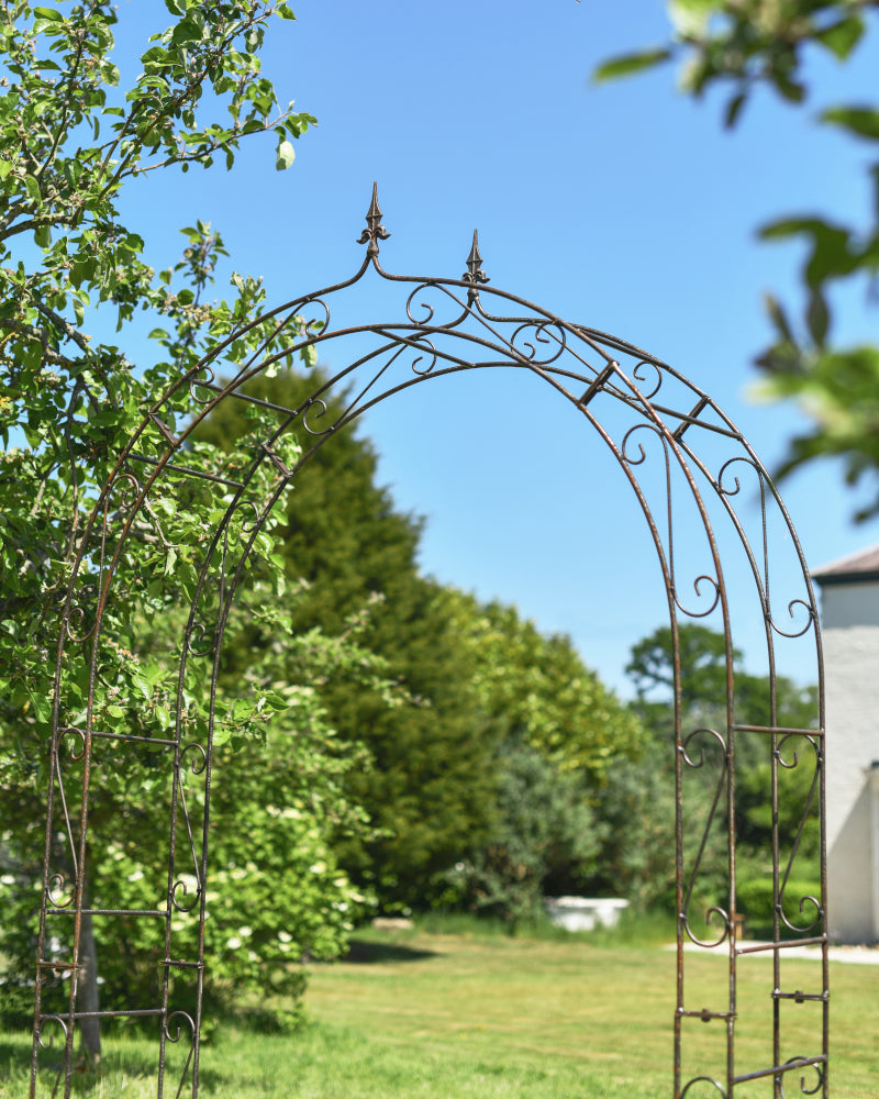 Angled view of the laquered rose arch