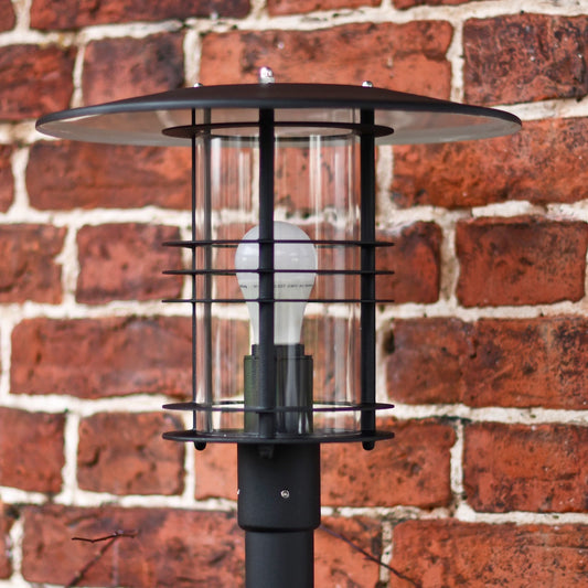 Lantern Top of Stockholm Black Galvanised Steel Contemporary Lamp Post