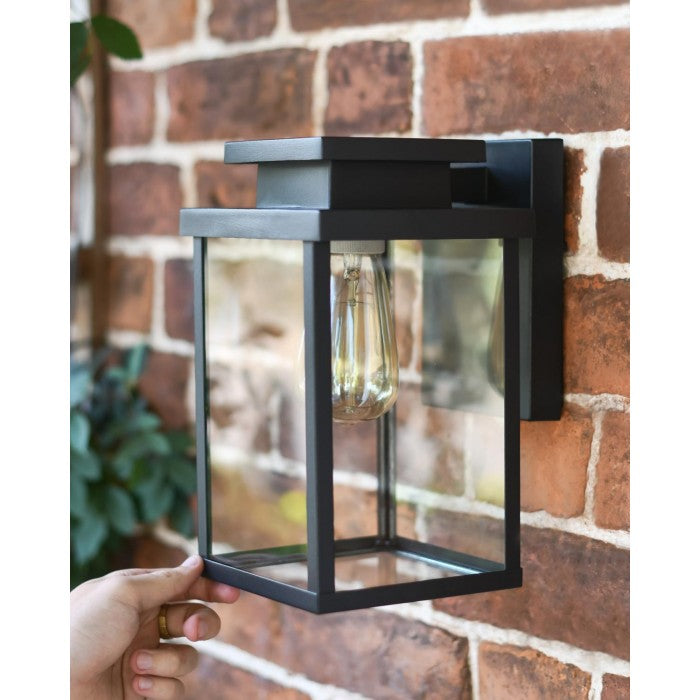 Large Black Contemporary Outdoor Top Fix Wall Light