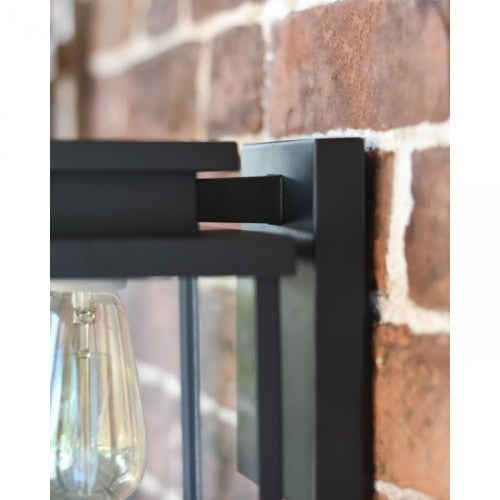 Close Up of Large Black Contemporary Outdoor Top Fix Wall Light