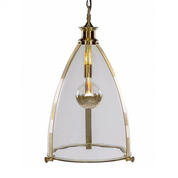 70cm Brass Framed Hanging Ceiling Light With Glass Panes
