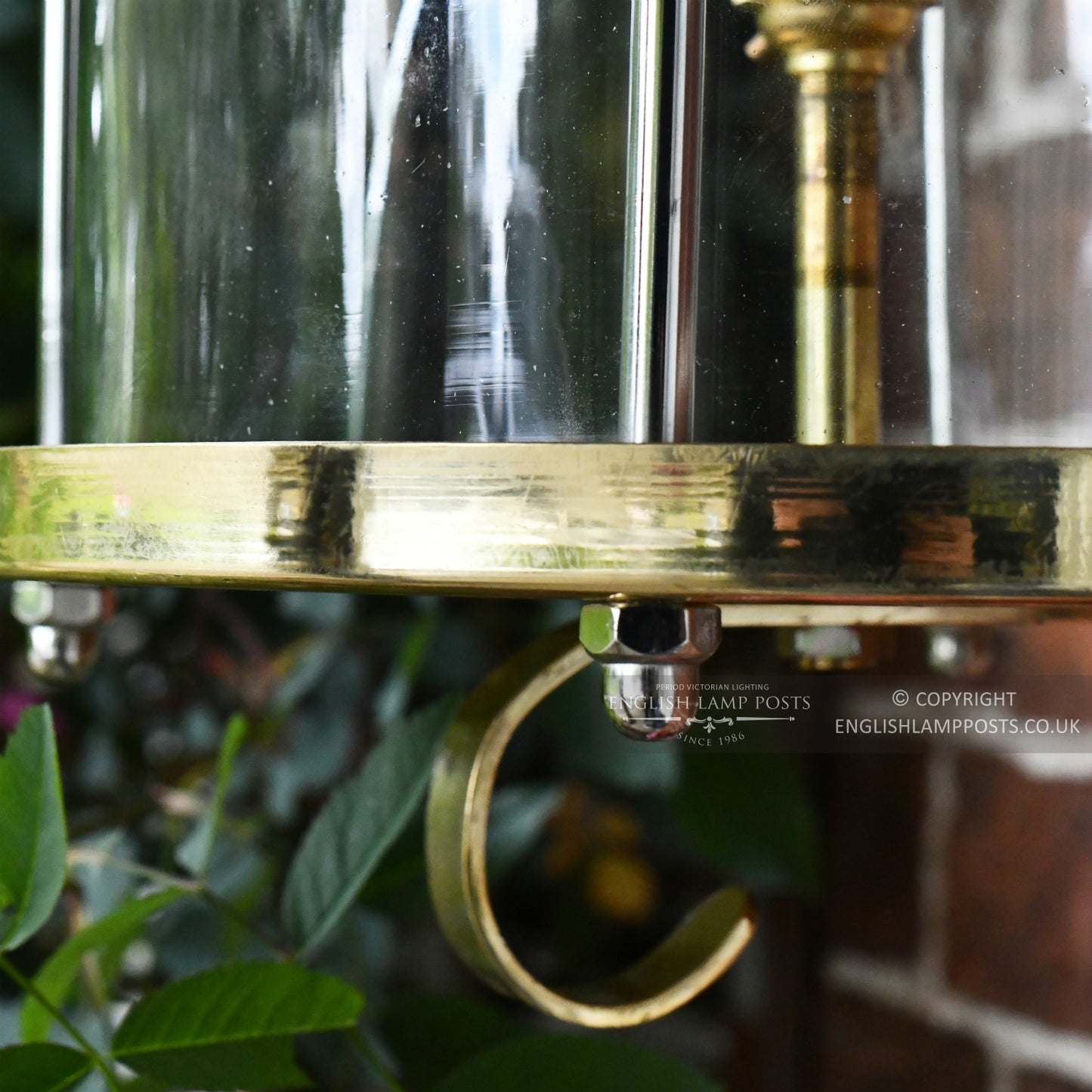 Large Brass Top Fix Cylindrical Wall Light Close Up
