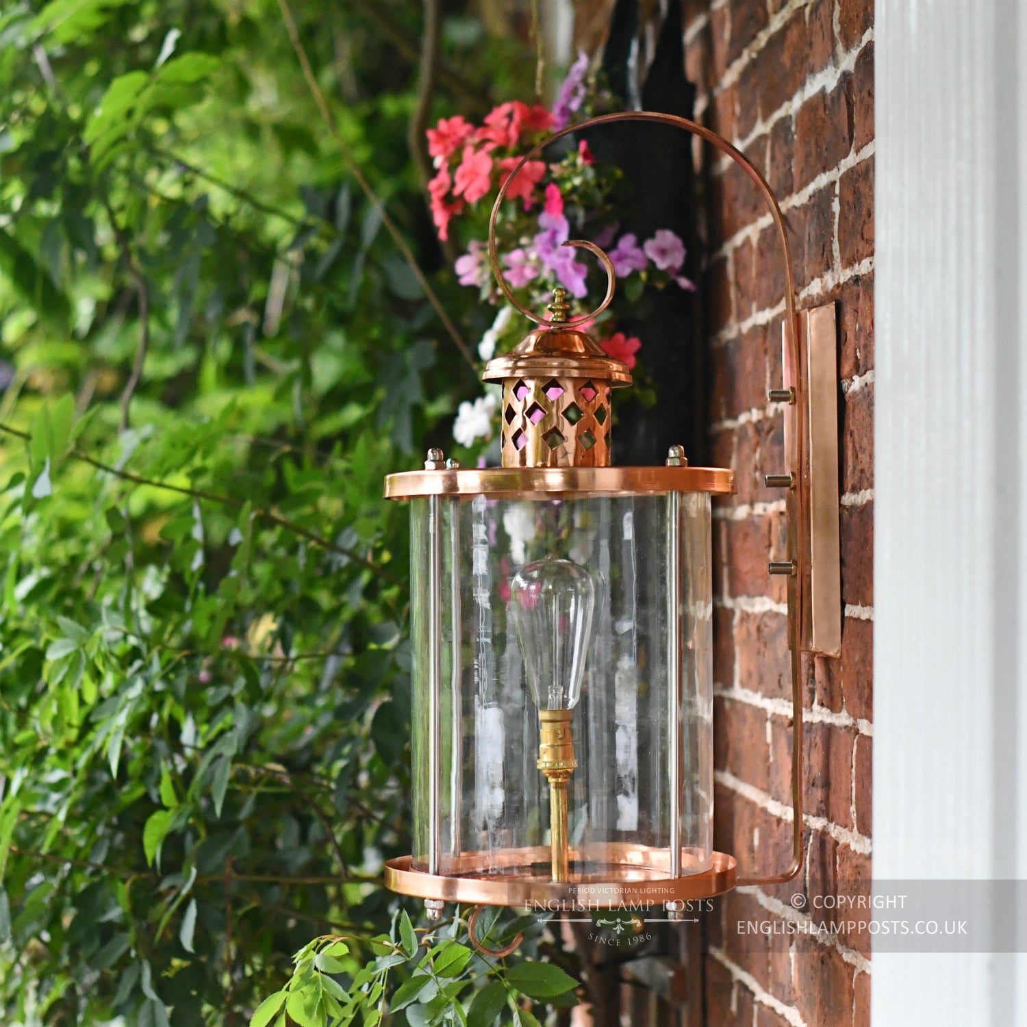 Large Copper Suspended Wall Lantern