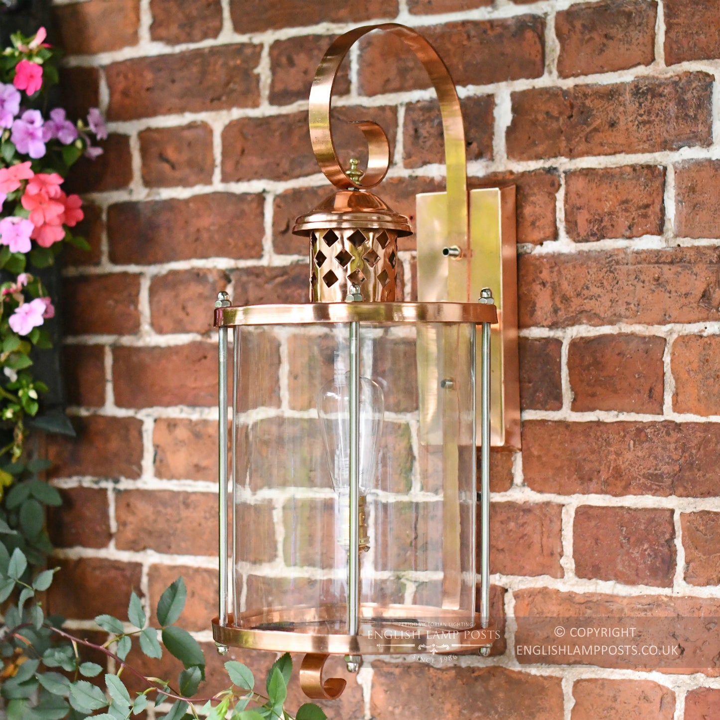 Large Copper Top Fix Cylindrical Wall Light