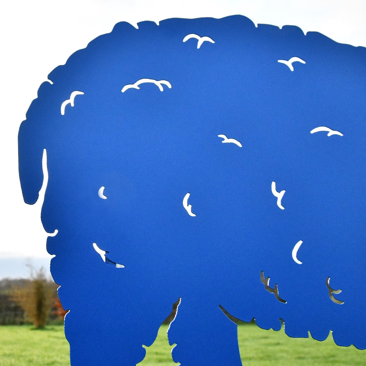 Feeding Ewe Sheep Garden Sheet Steel Silhouette In Blue