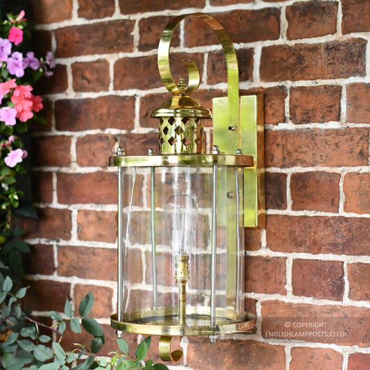 Large Polished Brass Top Fix Cylindrical Wall Light