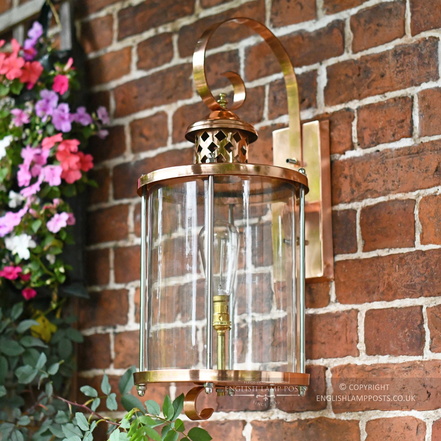 Large Polished Copper Top Fix Cylindrical Wall Light