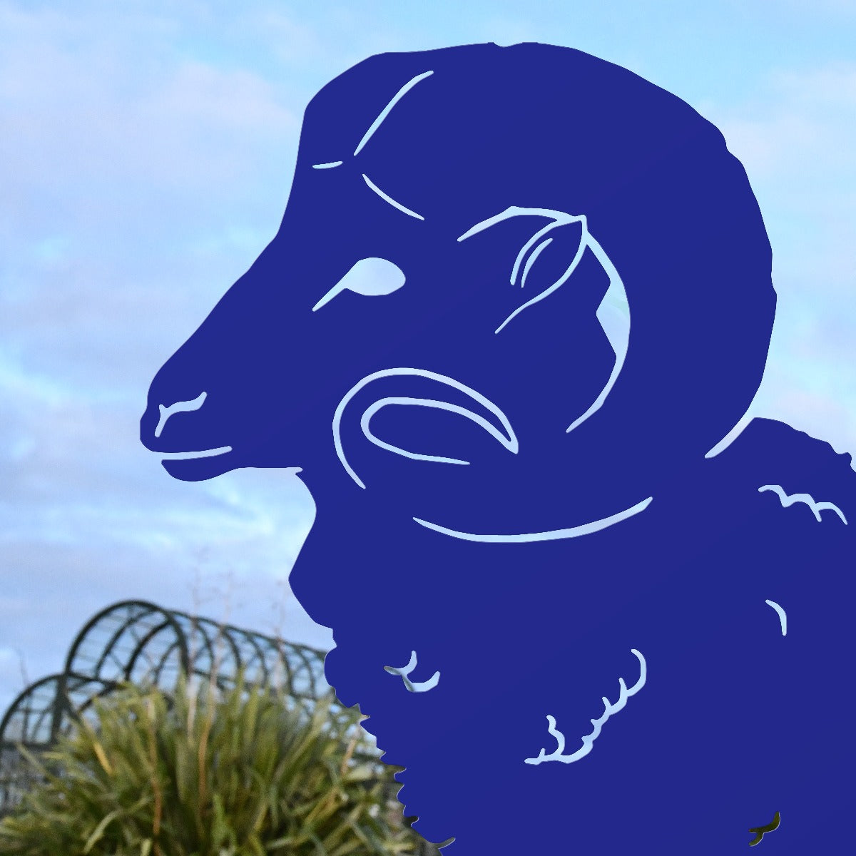 Ram Garden Sheet Steel Silhouette In Blue Cloes Up