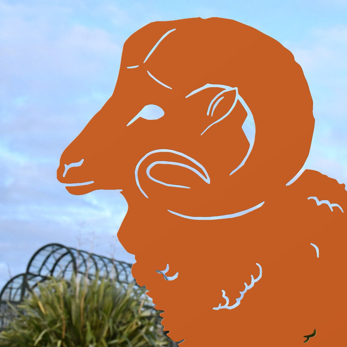 Ram Garden Sheet Steel Silhouette In Orange