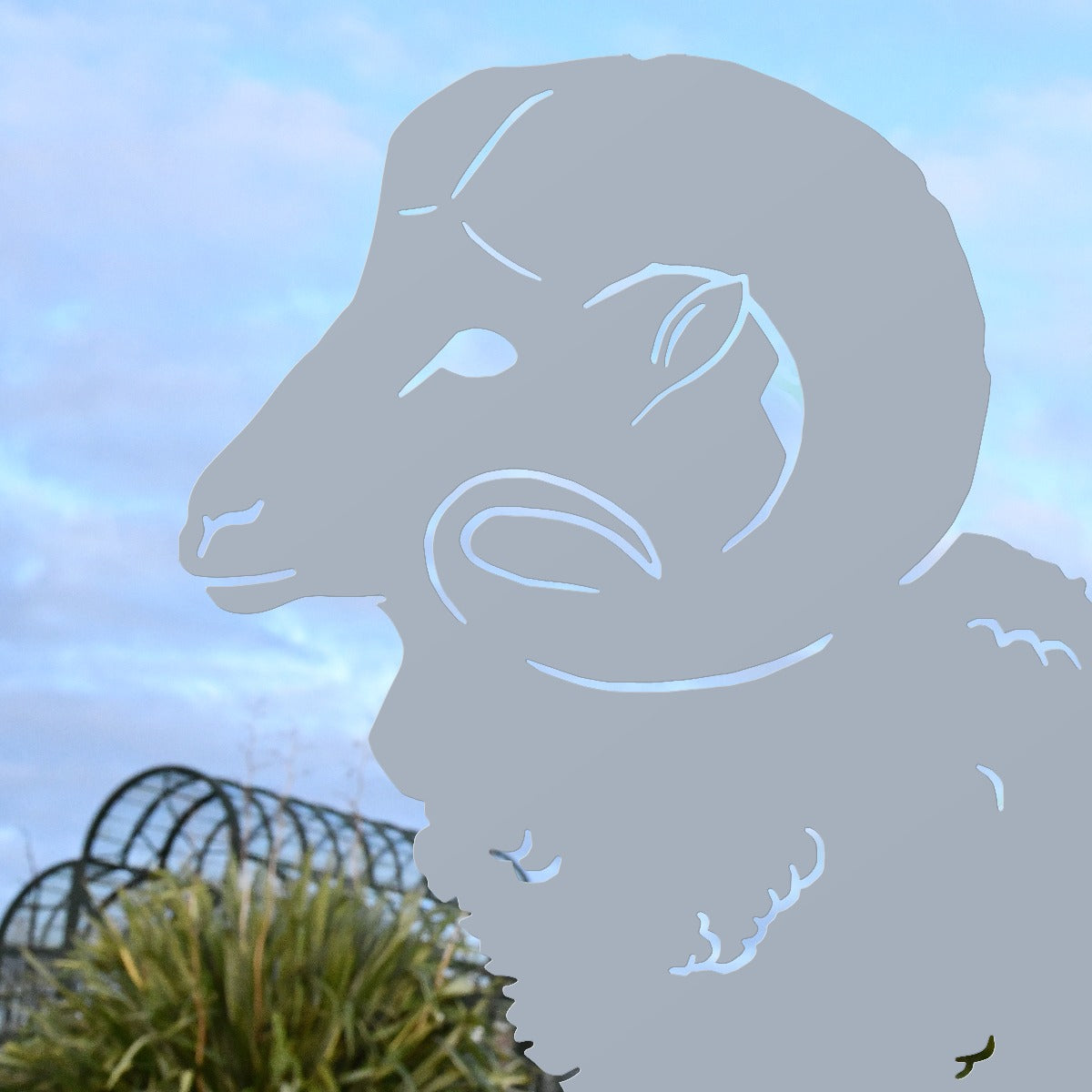 Ram Garden Sheet Steel Silhouette In Silver