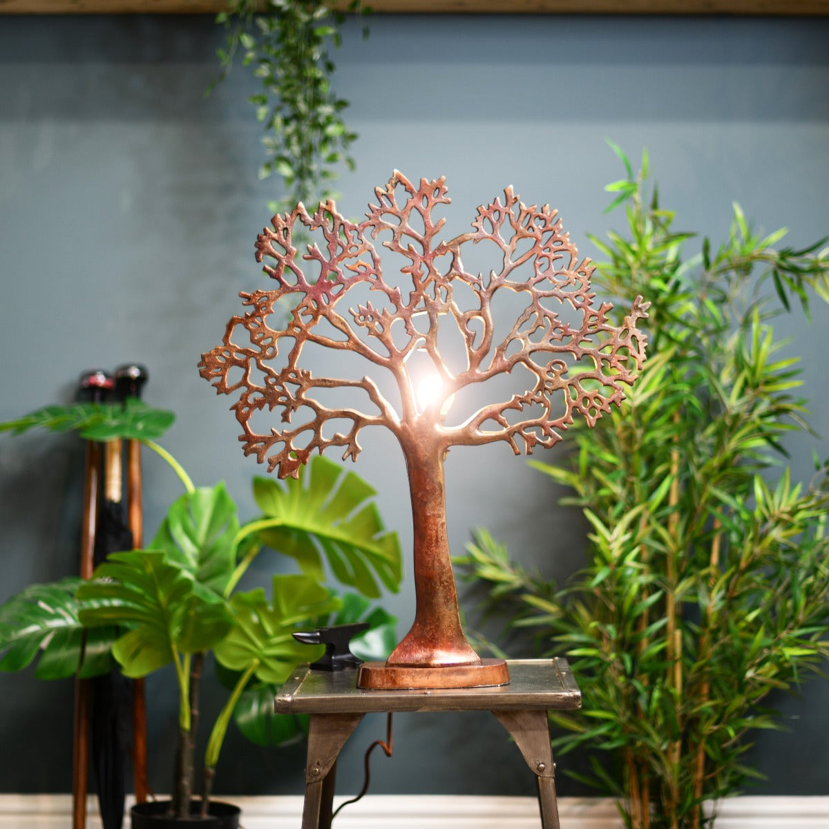 Large Rustic Tree of Life Table Lamp