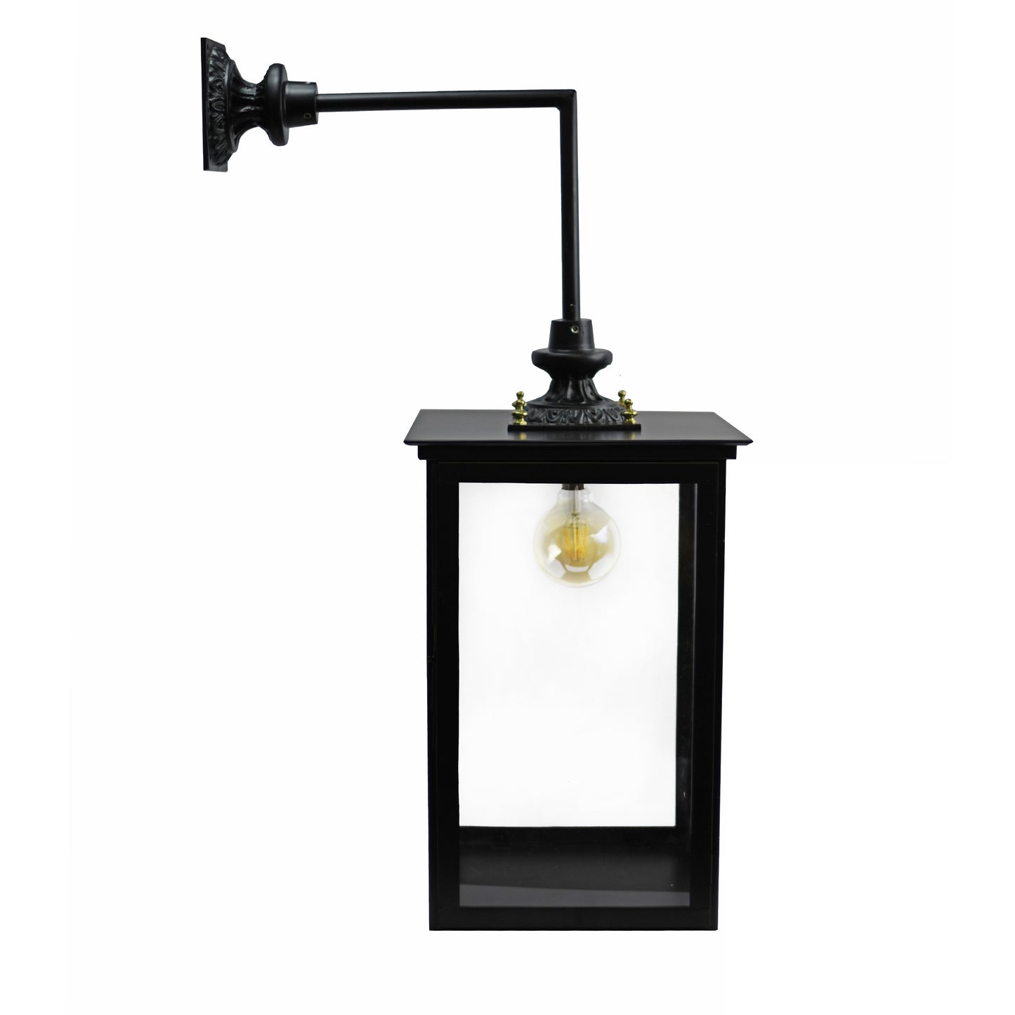 Large Black Contemporary Top Fix Wall Lantern