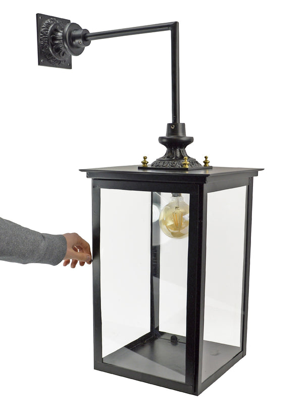 Large Black Contemporary Top Fix Wall Lantern