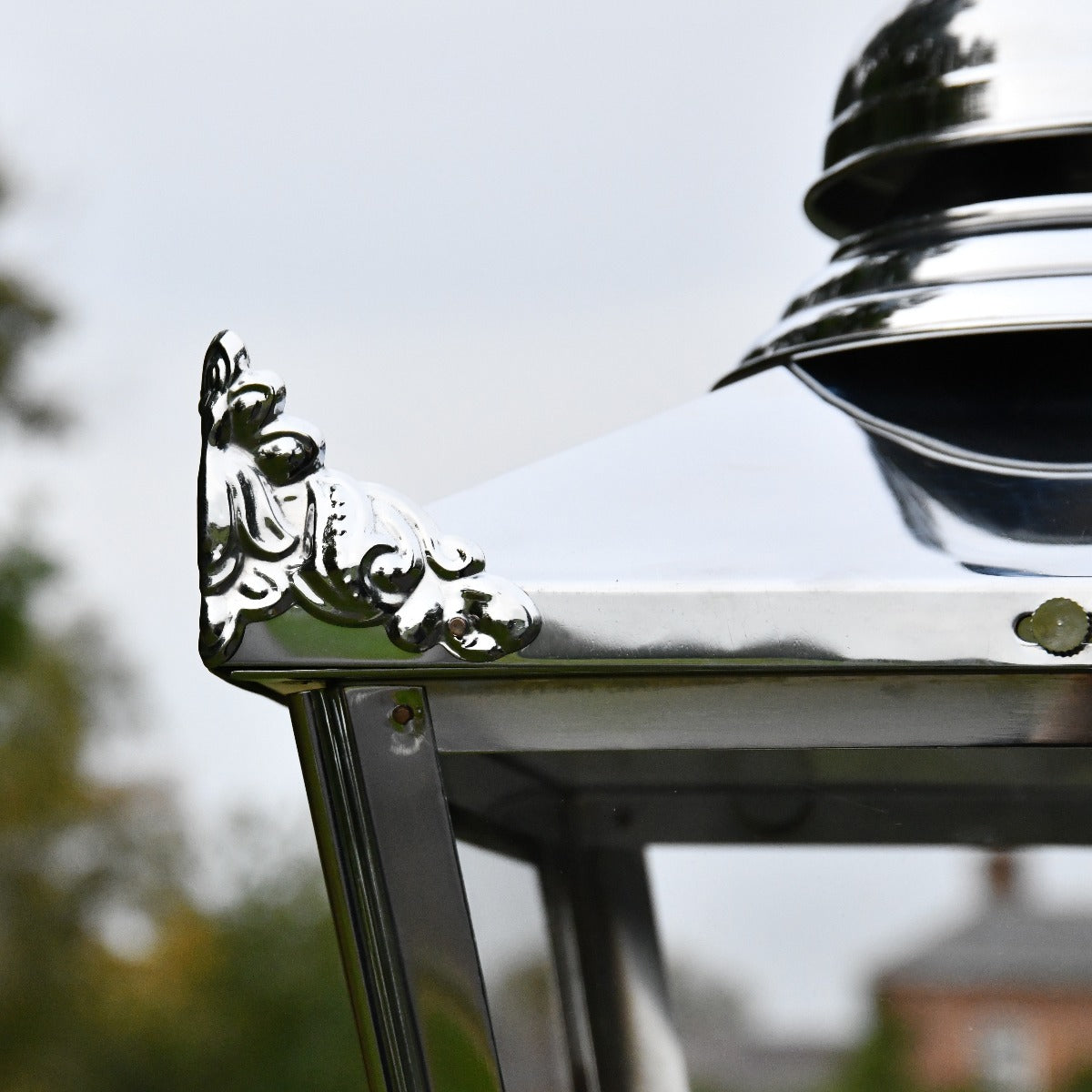 Large Victorian Lantern Top In Polished Nickel