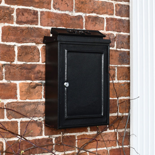 Black Simplistic Wall Mounted Post Box on Wall 
