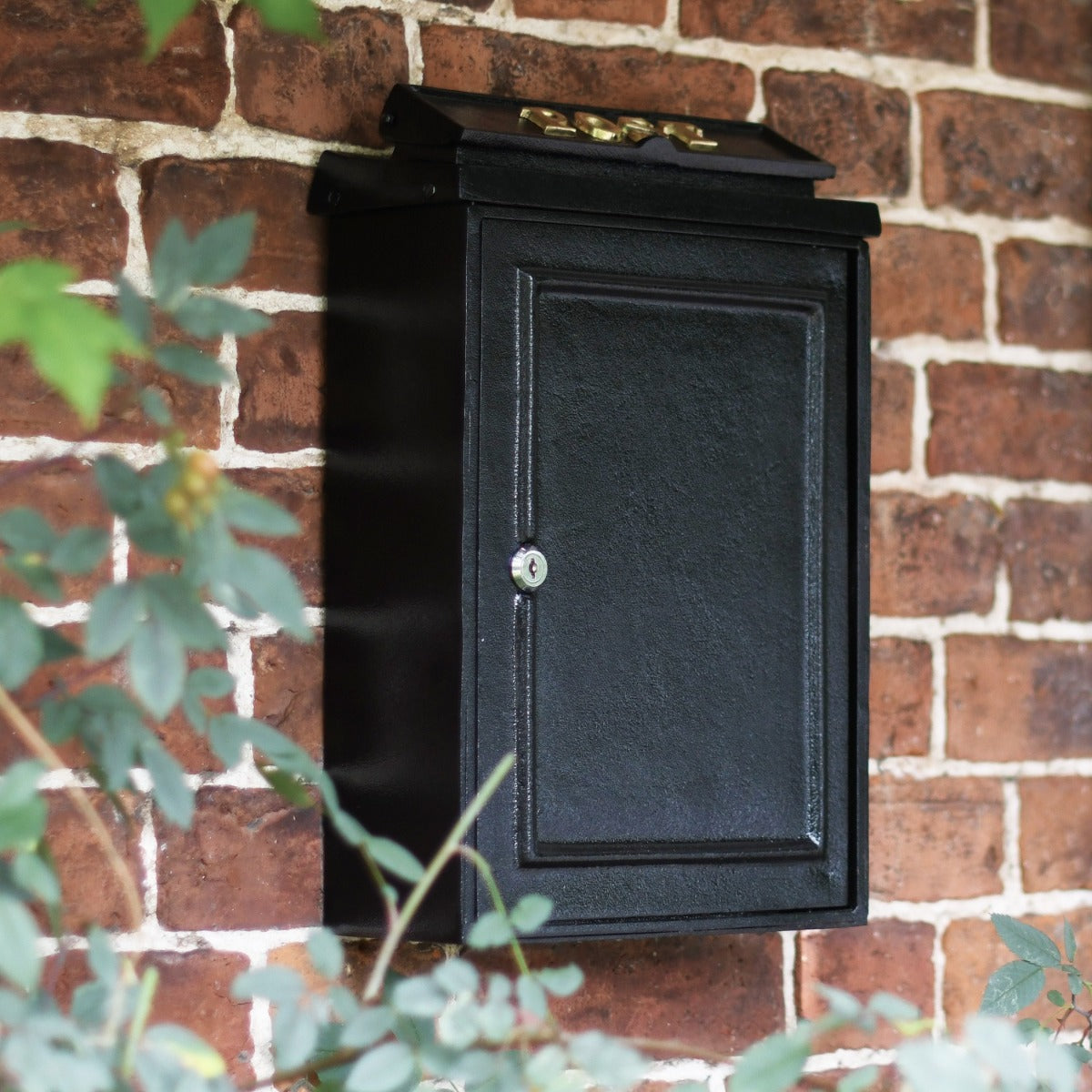 Simplistic Wall Mounted Post Box with Polished Brass Lettering 
