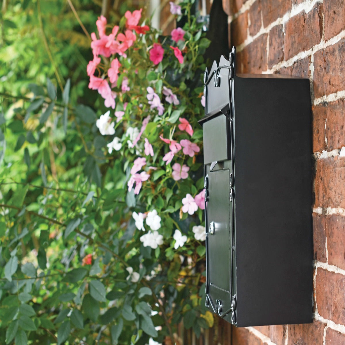 Side view of Wall Mounted Scroll Design Post Box 