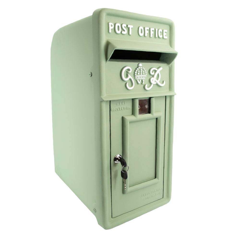 Green And White King George Post Box 