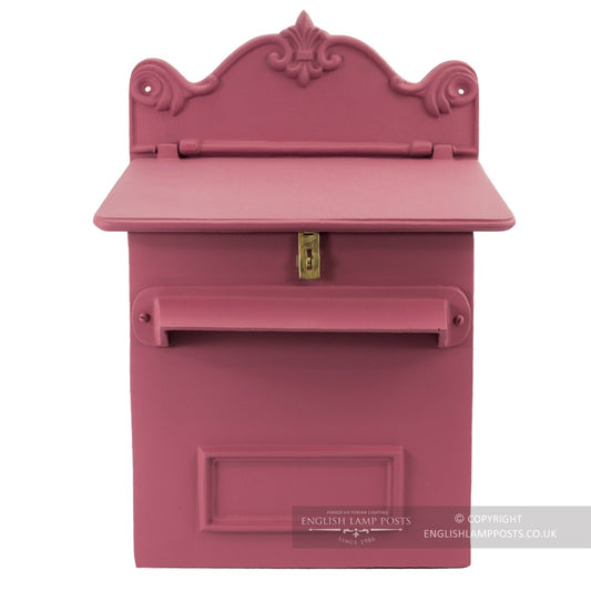 Pink Cambourne Secure Parcel Box Wall Mount on a white background