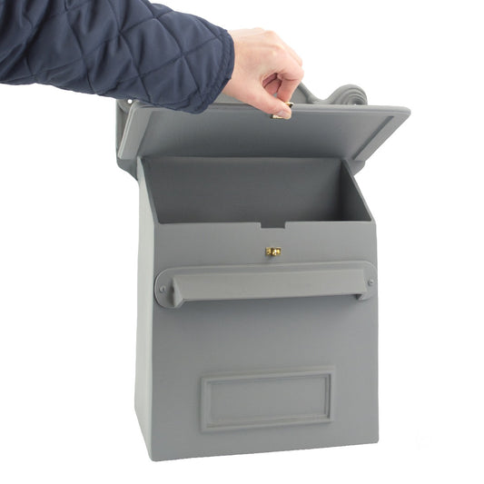 Light Grey Cambourne Secure Parcel Box in use 